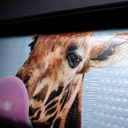 Dimensional Giraffe Chewing Bubble Gum Portrait