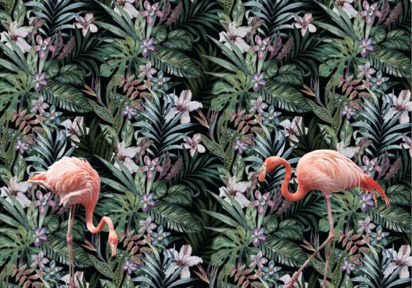 Jungle Flamingo Dimensional Wall Covering Full Design
