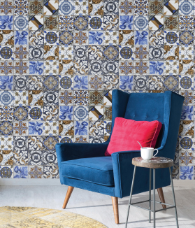 Portugese Vintage Tiles Dimensional Wall Covering Sample