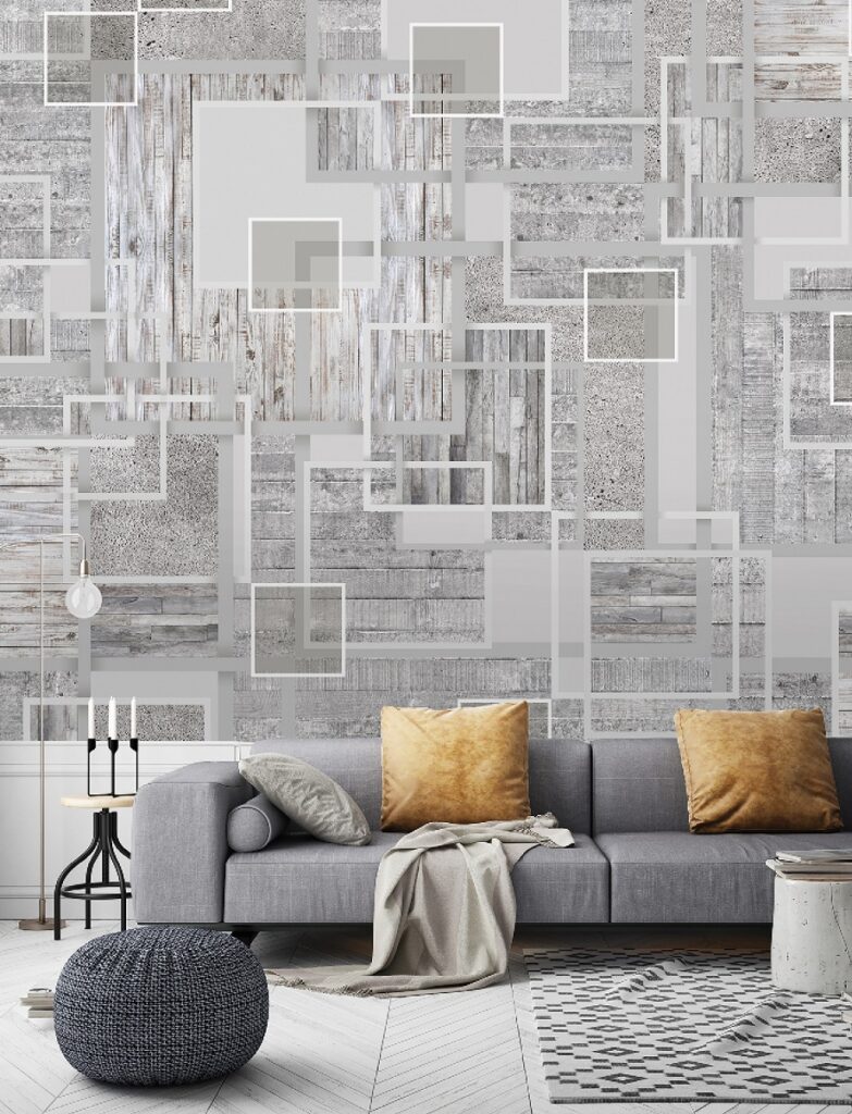 Wood and Concrete Dimensional Wall Covering Example