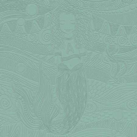 Mermaid Girl Dimensional Wall Covering Mint