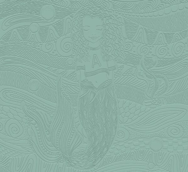 Mermaid Girl Dimensional Wall Covering Mint