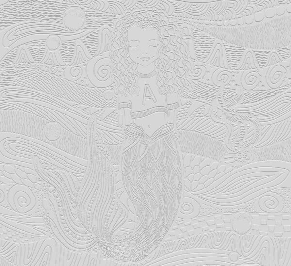 Mermaid Girl Dimensional Wall Covering Off White